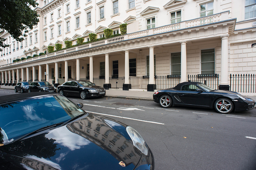 London, 19/08/2017: Luxury cars in Belgravia Square.© Andrea Sabbadini